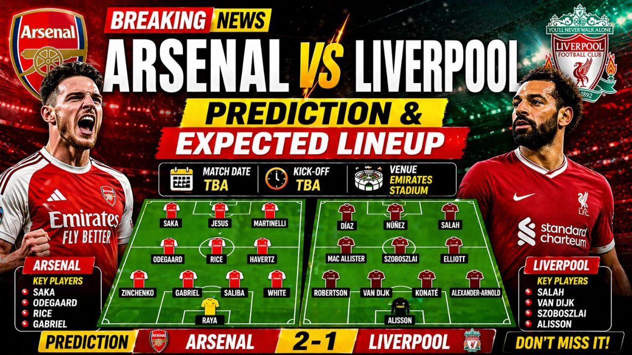 Arsenal vs Liverpool prediction expected lineup match preview