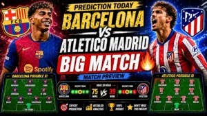 Barcelona vs Atletico Madrid match preview with players in action